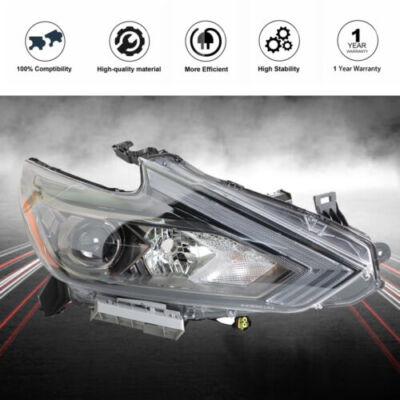 Halogen Headlight For Nissan Altima 2016-2018 Passenger Side Right Housing Black