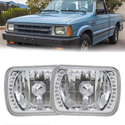 Blue LED Halo Headlights for Mazda 1979-1993 B2200 B2600 RX-7 5X7 7X6 H4 Pair