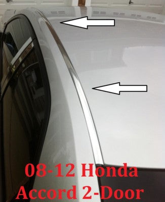 Chrome Roof Trim Molding Kit for 2008 to 2012 Honda Accord 2 Door Coupe