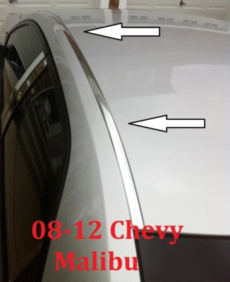 Chrome Roof Top Trim Molding Kit for Chevy Malibu Year 2008 2012