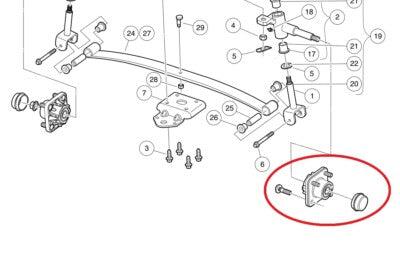 102357701 Front Wheel Hub Assembly With Bearings for Club Car DS Precedent