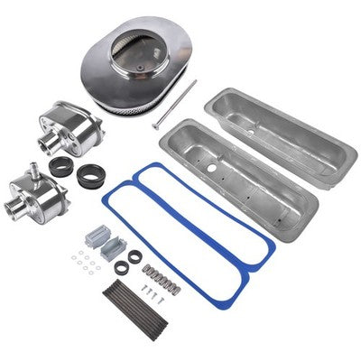 Aluminum Full Finned 12" Air Cleaner Dress Up Kit for Chevrolet Small Block 350