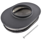 12" Oval Fully Finned Black Aluminum Air Cleaner For Classic Chevy Ford Mopar