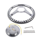 14" 9 Holes Banjo Style Steering Wheel Kit Black Leather Half Warp Chrome for GM