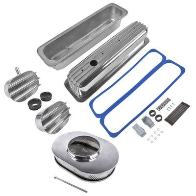Aluminum Full Finned 12" Air Cleaner Dress Up Kit for Chevrolet Small Block 350