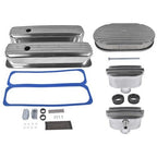 Finned Tall Valve Covers w/ 15" Air Cleaner Breather for Chevy Small Block 400
