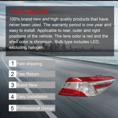 Tail Light LED Brake Lamp Right Passenger's Side Fit For Toyota Camry 2018-2020