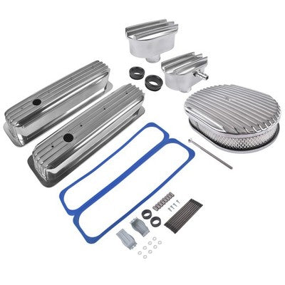 Aluminum Full Finned 12" Air Cleaner Dress Up Kit for Chevrolet Small Block 350