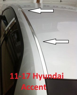 2011-2017 Hyundai Accent Sedan Chrome Roof Top Trim Molding Kit