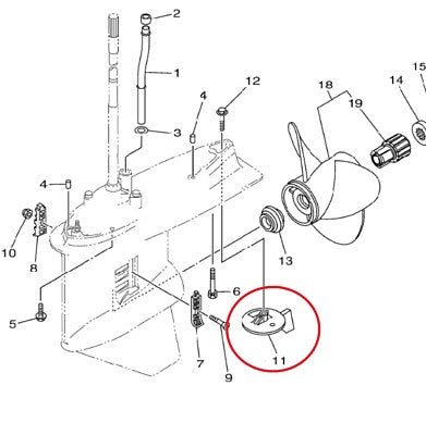 Zinc Trim Tab Anode for Yamaha Outboards Counter Rotation 6K1-45371-02-00