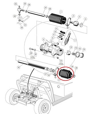 101880001 Steering Bellow Dust Seal For Club Car Short Driver Side