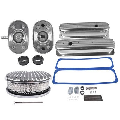 Aluminum Full Finned 12" Air Cleaner Dress Up Kit for Chevrolet Small Block 350