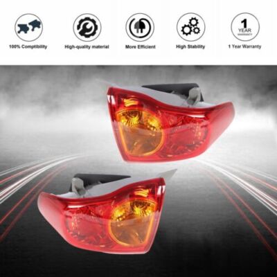 For 09-10 Toyota Corolla Rear Left & Right Side Outer Tail Light Brake Lamp 2Pc