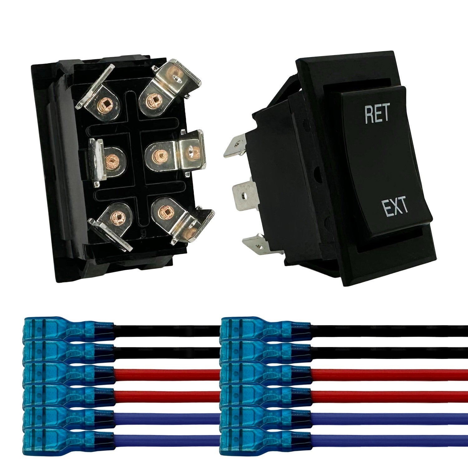 Momentary Reverse Polarity Rocker Switch 20A 12V DC On Off DPDT 6 Pin 2 Pack