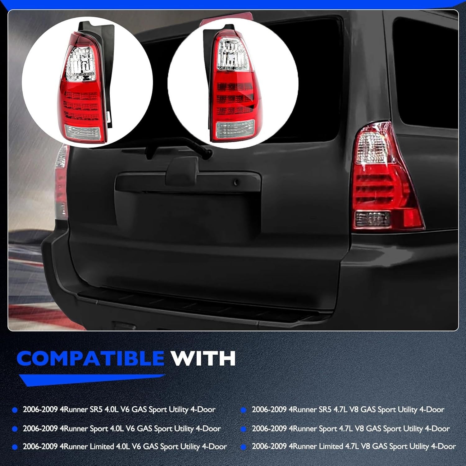 81551-35320 Rear Tail Light Assembly for Toyota 4Runner 2006-2009 Pair