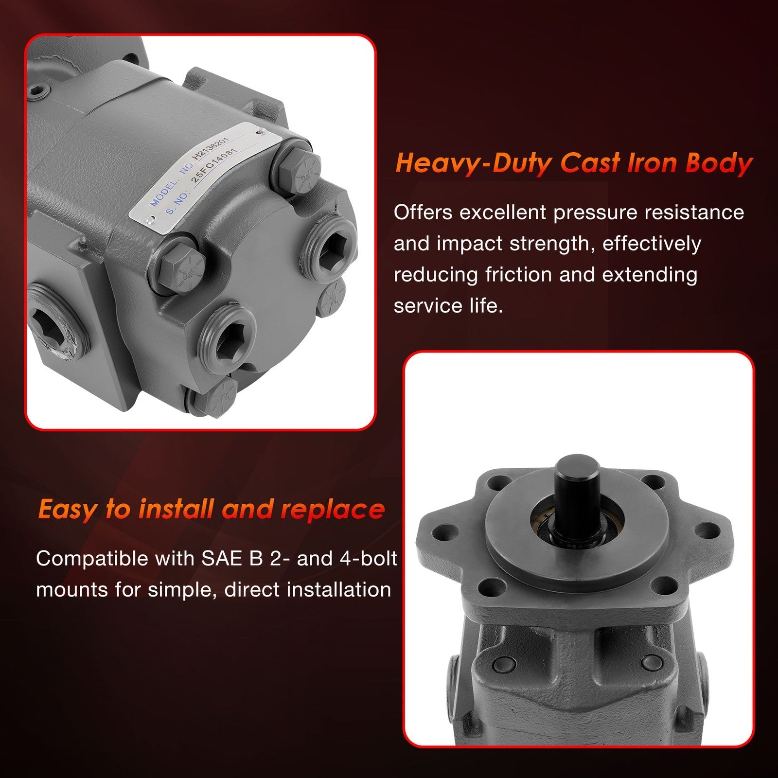 H2136201 Hydraulic Pump 3000 PSI 7/8 Inch 13 Spline Shaft Heavy Duty