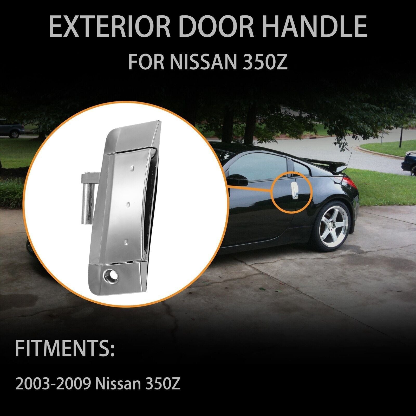 Exterior Door Handle Driver and Passenger Side Silver for Nissan 2003 2009 350Z