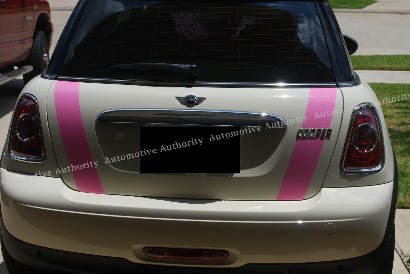 Dual 4 Inch Vinyl Rally Stripes Racing Stripe Bonus Kit for Pink Mini Cooper S
