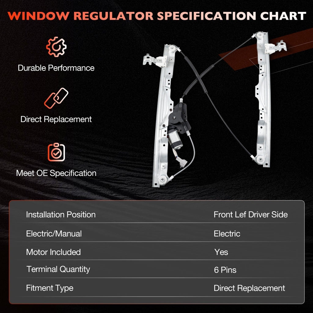 Front Driver Side Power Window Regulator with Motor for Nissan Titan 2004to2015