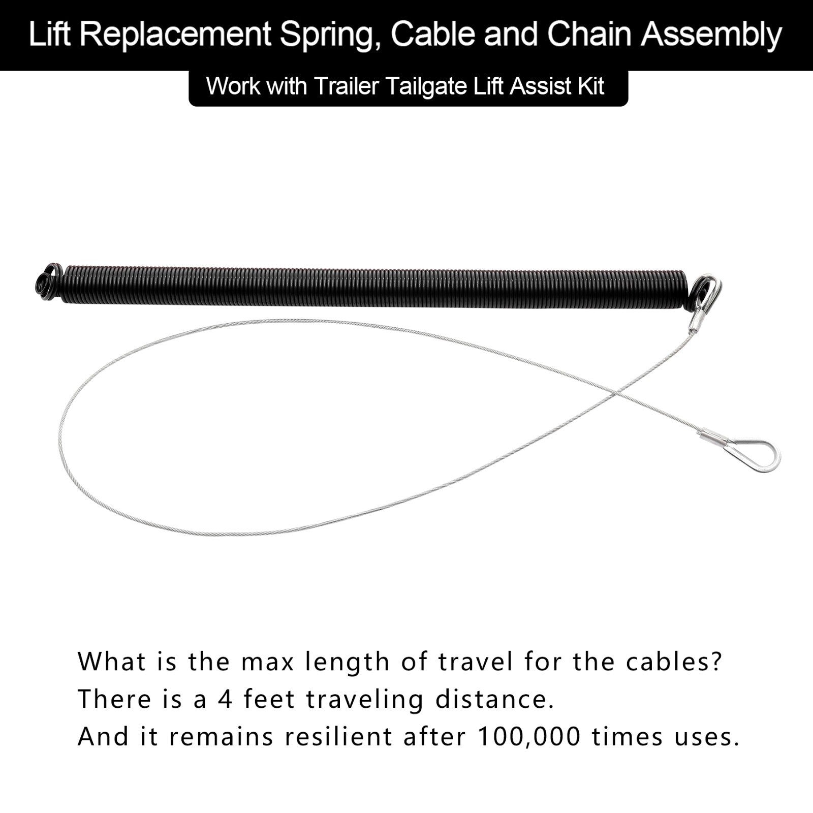 Trailer Ramp Gate Assist Spring Cable Kit For Gorilla Lift 2X