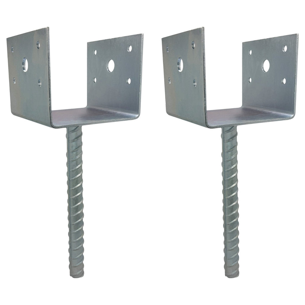 U Shaped 4x4 Deck Post Concrete Anchor Spike Fence Post Base Zinc Plated 2 Pack