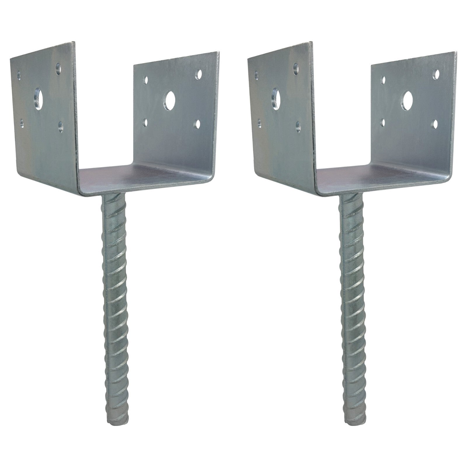 U Shaped 4x4 Deck Post Concrete Anchor Spike Fence Post Base Zinc Plated 2 Pack