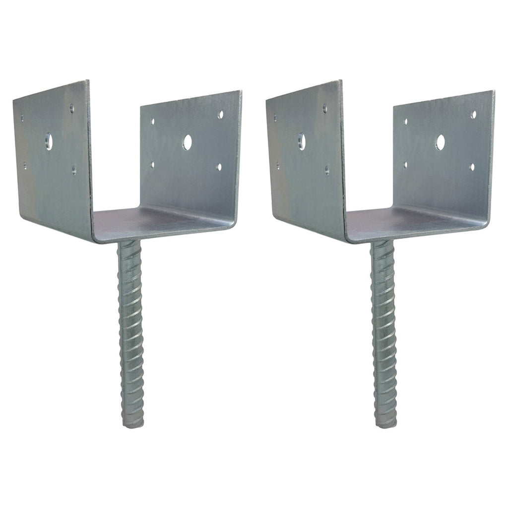 U Shaped 6x6 Deck Post Concrete Anchor Spike Fence Base Zinc Plated 2 Pack