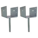 U Shaped 6x6 Deck Post Concrete Anchor Spike Fence Base Zinc Plated 2 Pack