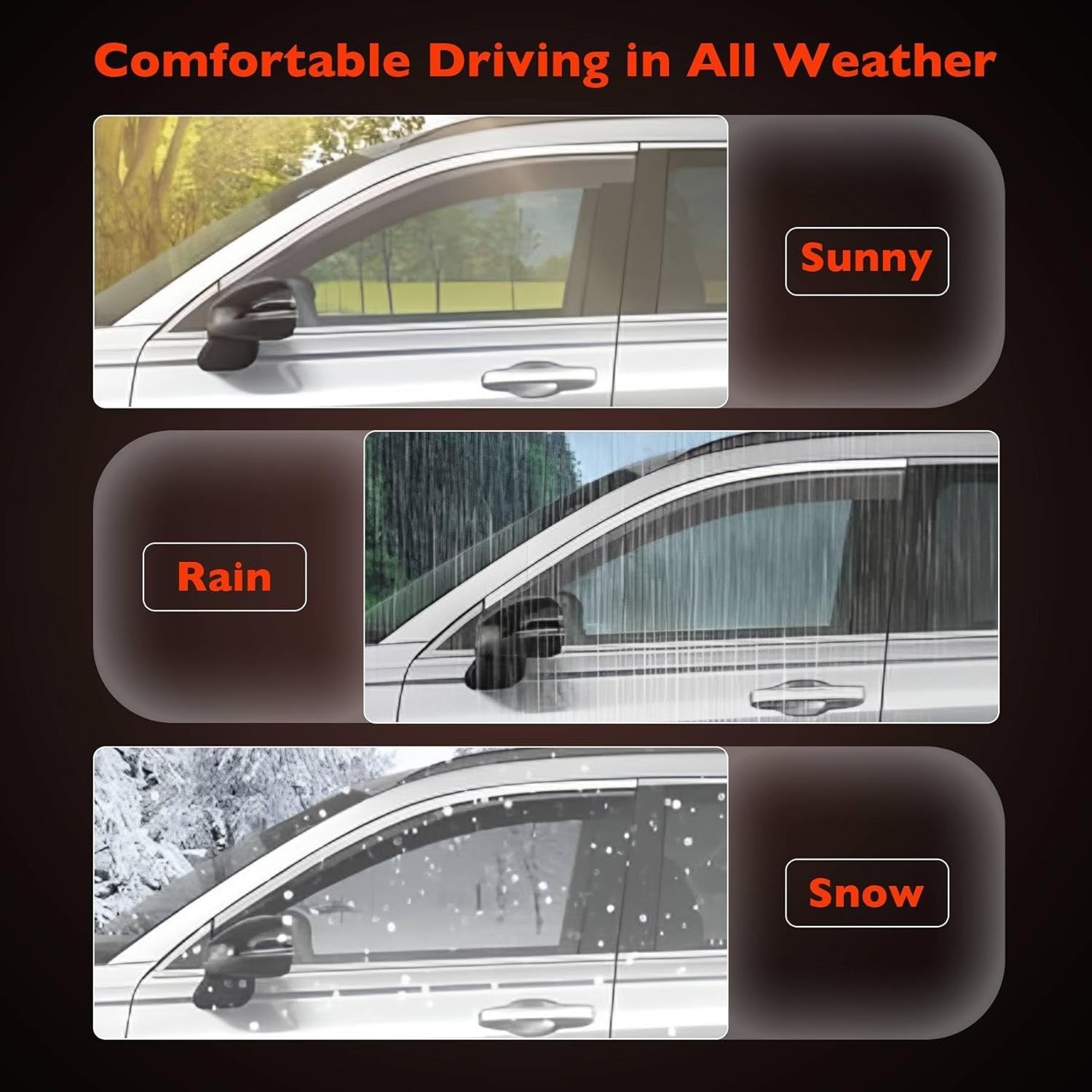 Side Window Visor Rain Guards Deflectors for Toyota Tacoma 2016 2023 Black 4 Pcs