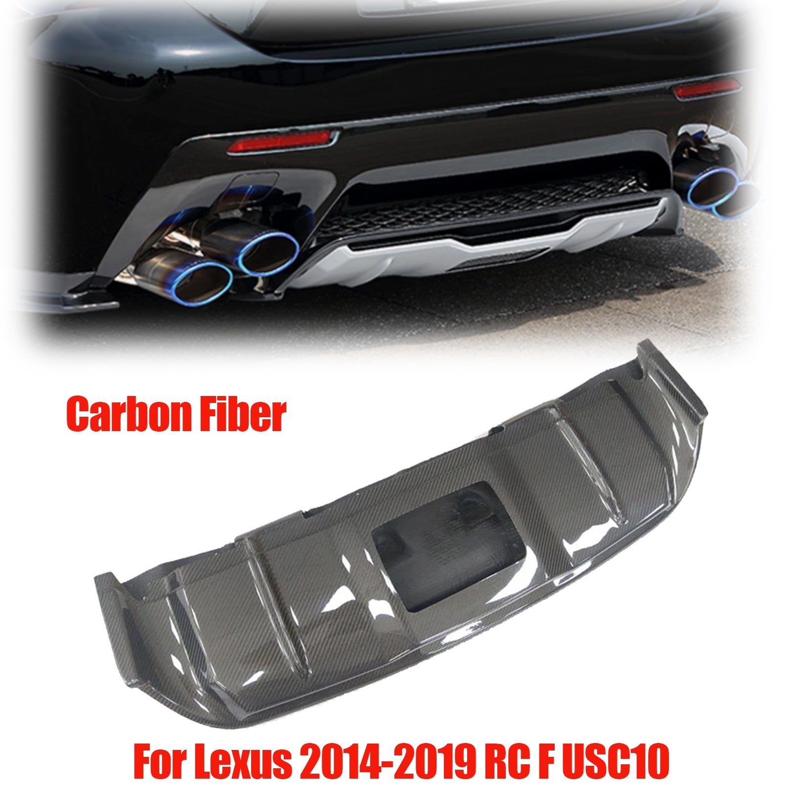 For Lexus 2014 2015-2018 2019 RC F USC10 Carbon Fiber Rear bumper Lower Diffuser