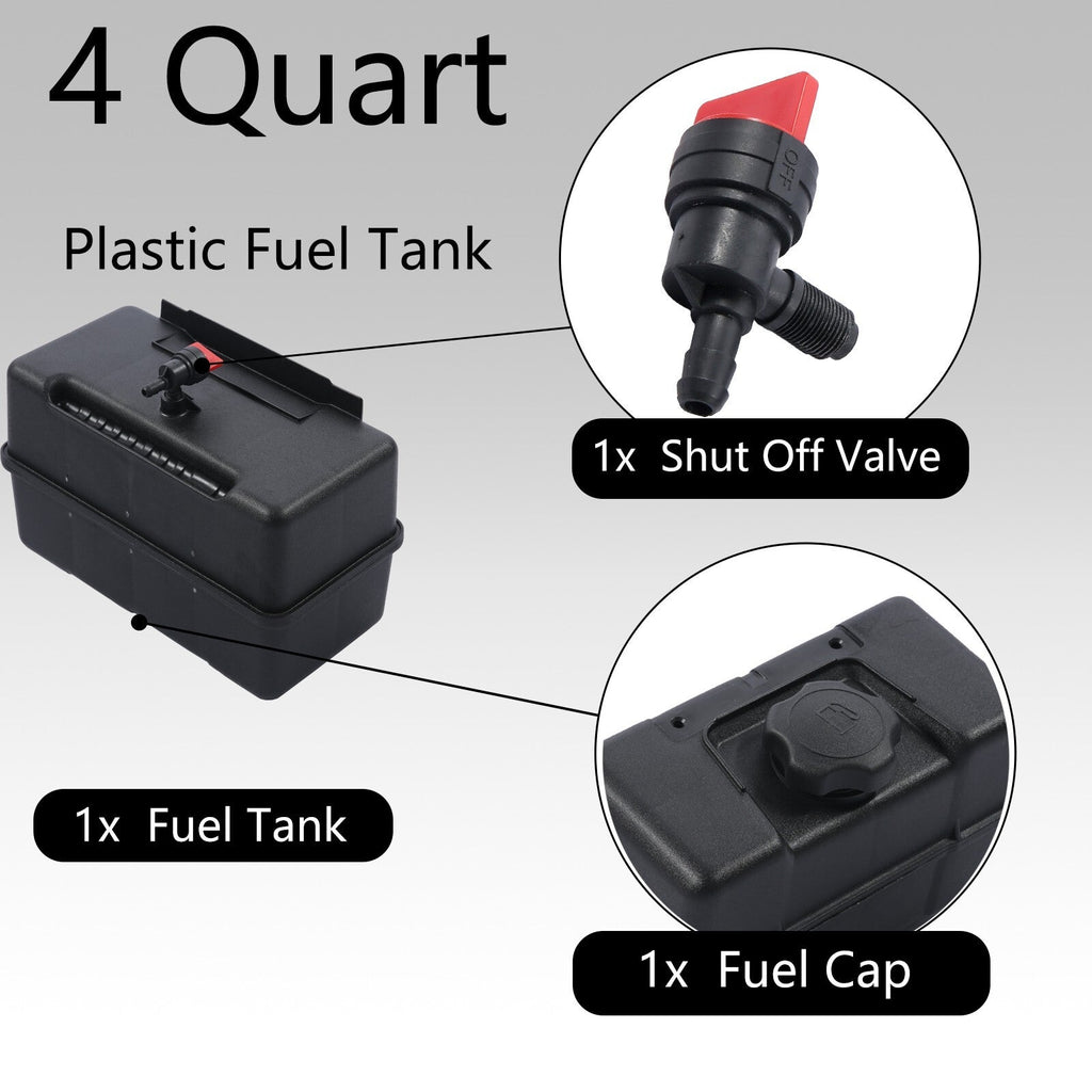 691993 4 Quart Plastic Fuel Tank with Cap Shut Off Valve for Briggs Stratt