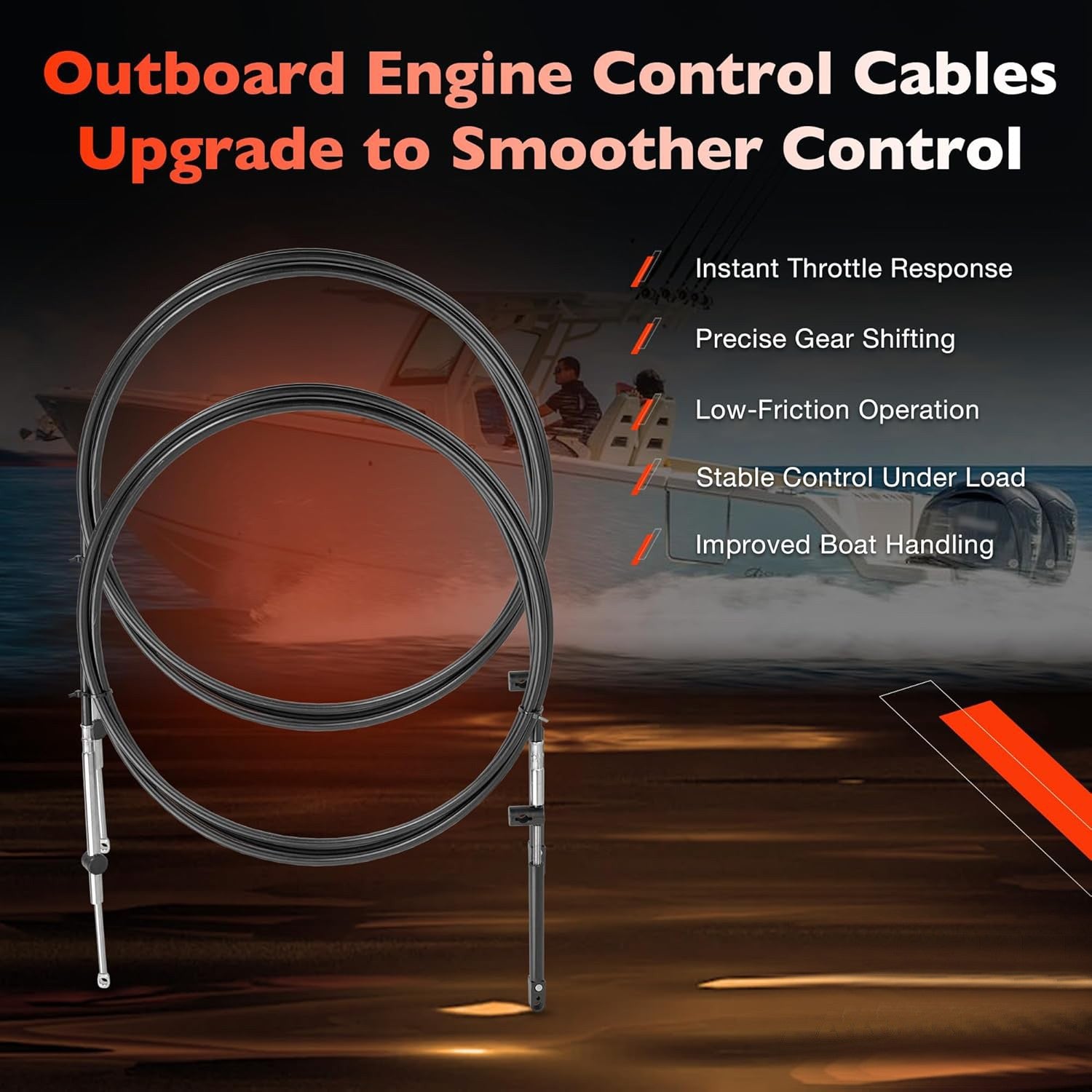 Outboard Throttle Shift Control Cables 16FT GEN 1 for Mercury MerCruiser 2Pcs