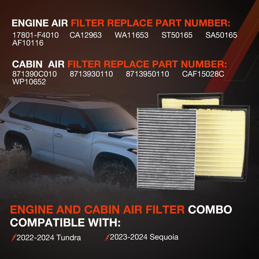 17801F4010 Engine Cabin Air Filter for Toyota Tundra Sequoia 2022 2025 3.4L V6