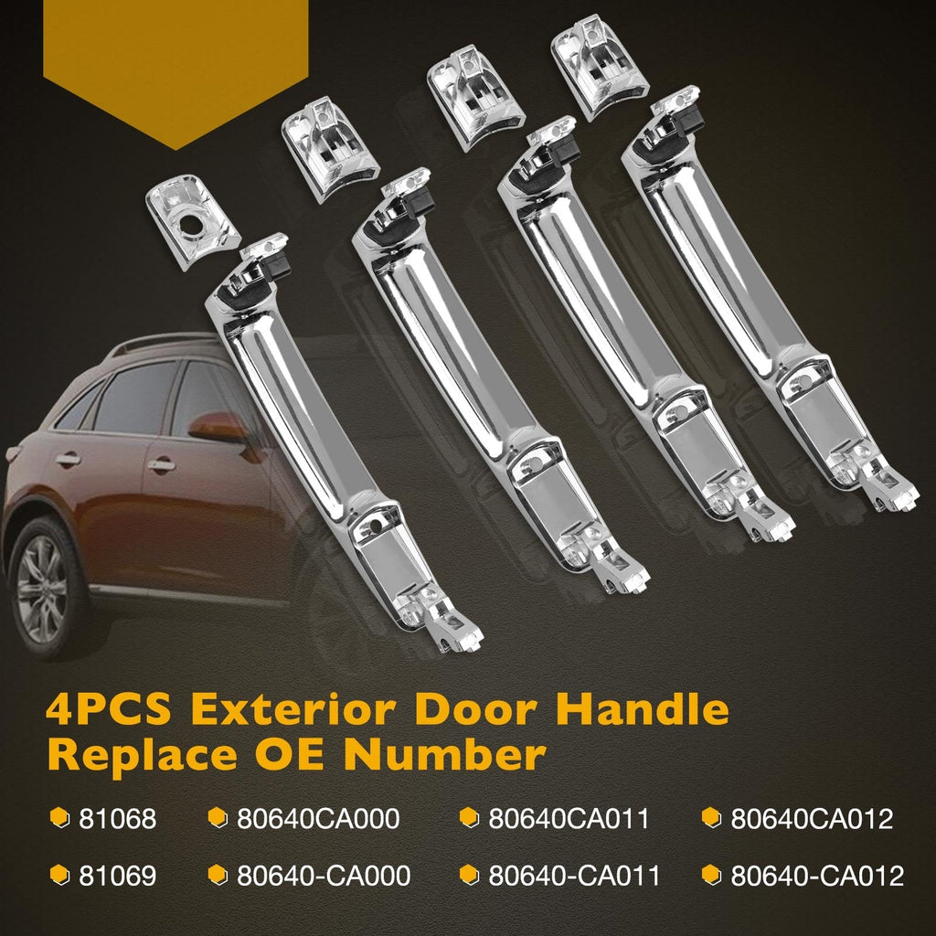4 Exterior Door Handles Front Rear for 03-15 Nissan Rogue Infiniti FX35