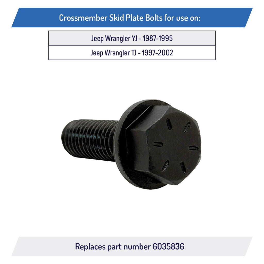 6035836 Crossmember Skid Plate Bolts for Jeep Wrangler YJ TJ 1987 to 2002 6 Pack