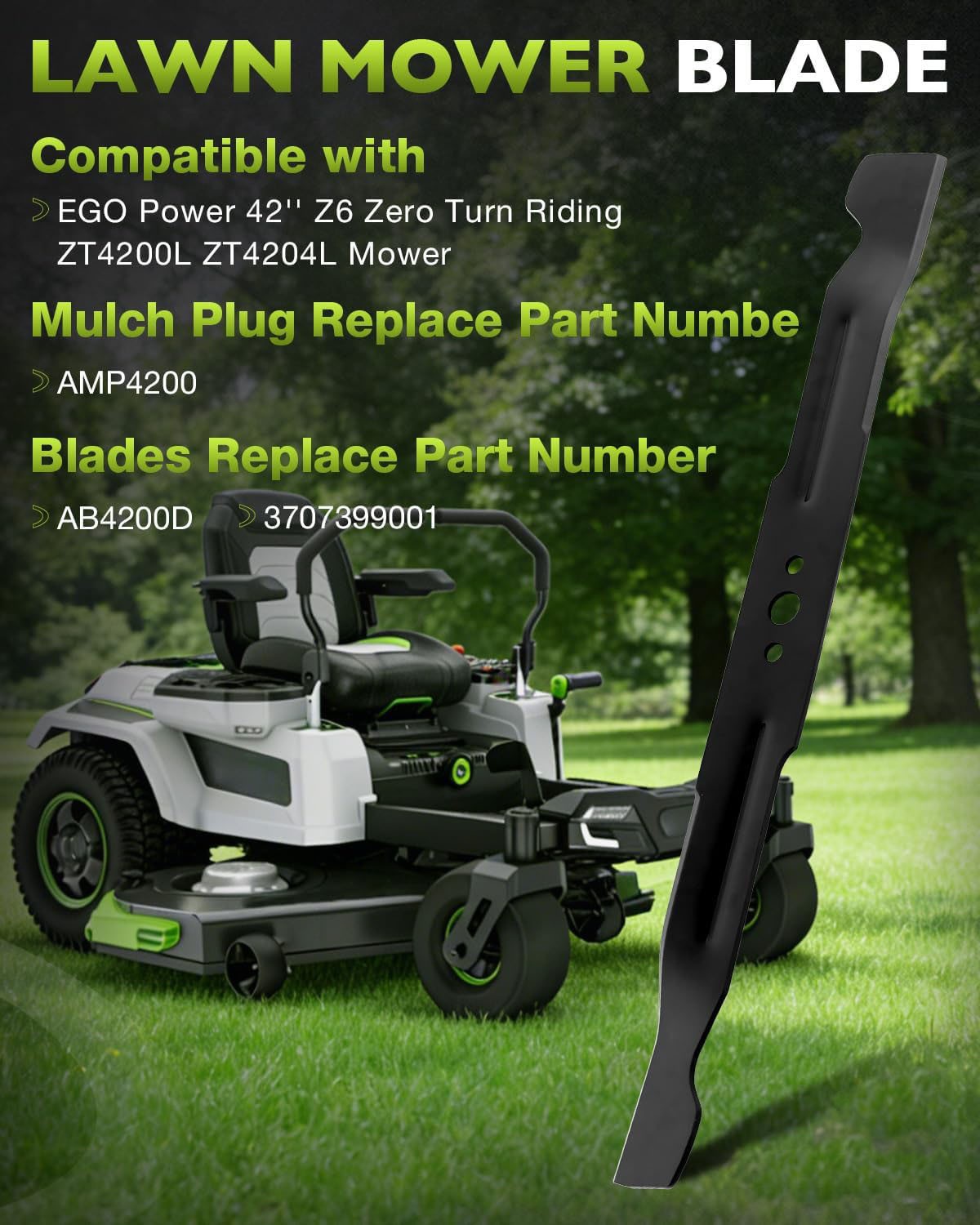 AB4200D AMP4200 Blades and Mulch Plug for EGO Power 42 Z6 Zero Turn Riding Mower