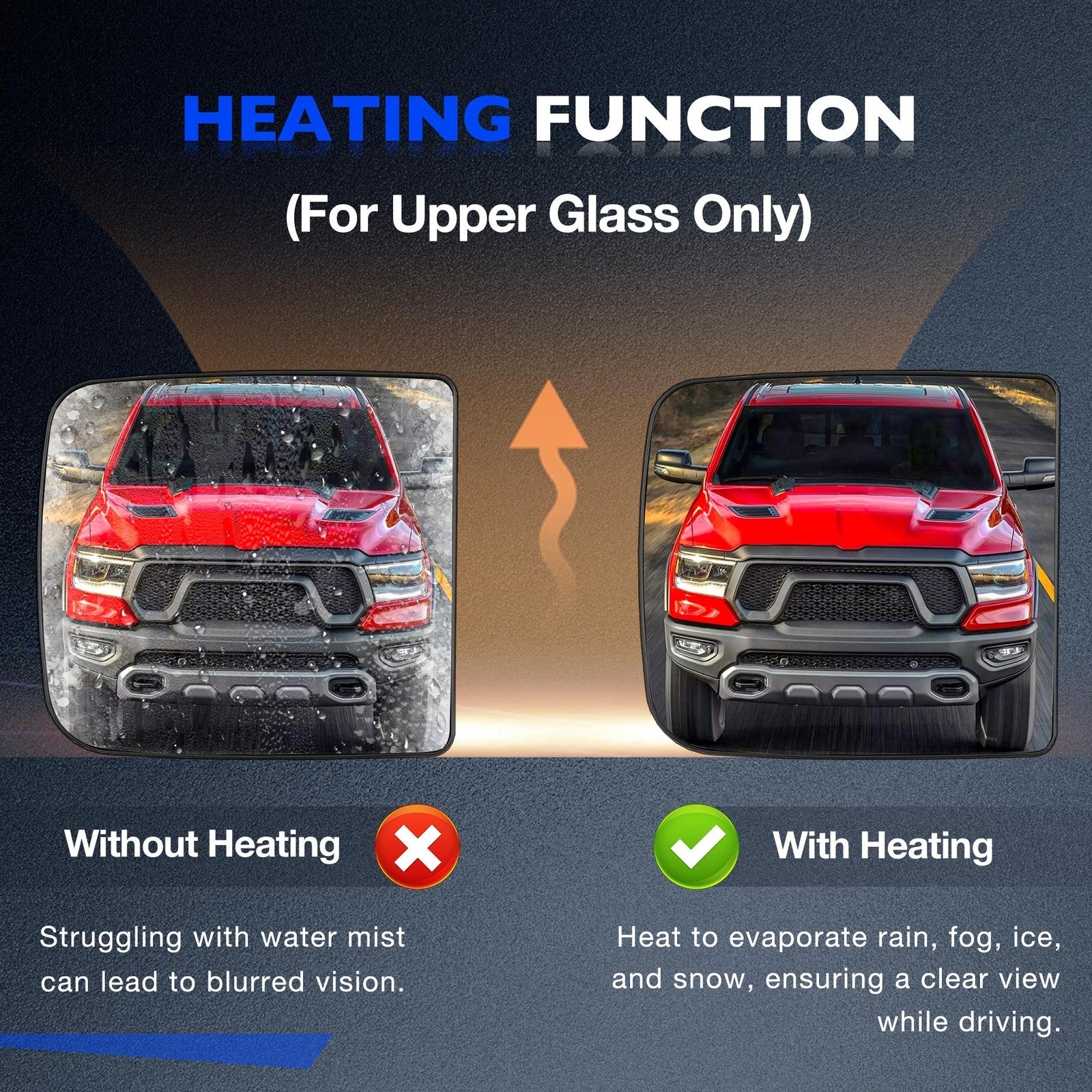 Upper Lower Tow Mirror Spotter Glass Driver Side For RAM 1500 2500 3500 10 20
