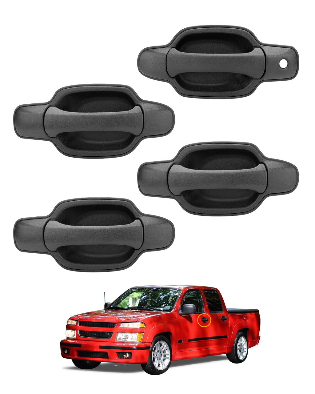 Exterior Door Handle Set Front Rear For Chevy Colorado GMC Canyon 04 12