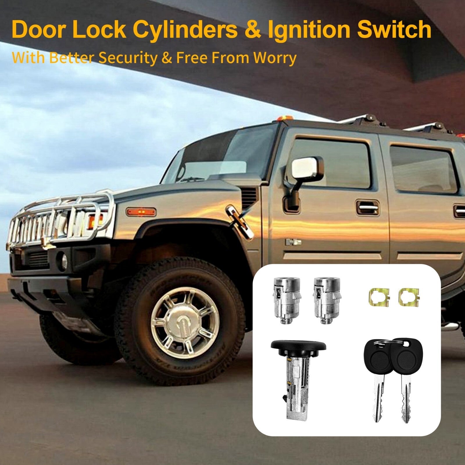 Ignition Switch Front Door Lock Cylinders for Chevy Silverado GMC Sierra 03 07
