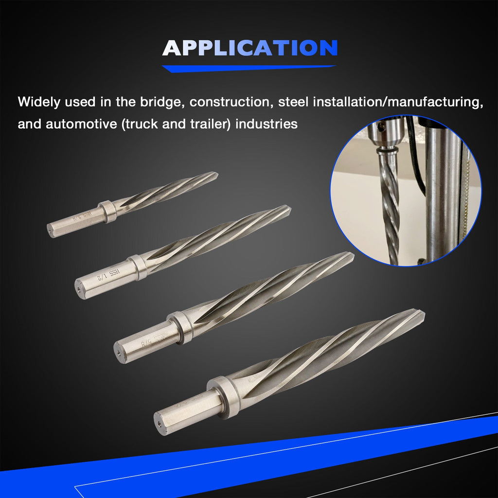 M2 HSS Taper Chucking Reamer Set 3/8 1/2 5/8 3/4 Fits Reamers Bit