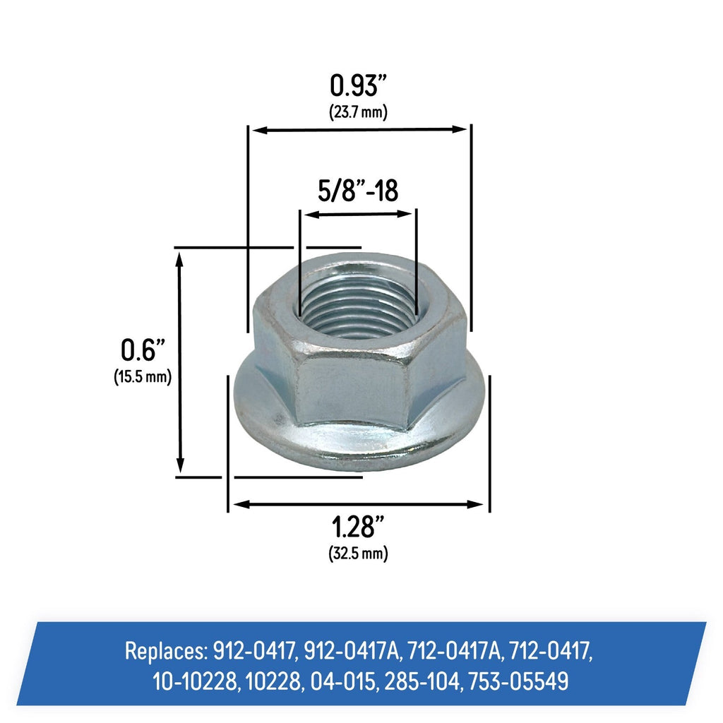Spindle Blade Hex Nuts 912 0417 A 712 0417 for MTD Cub Cadet Mower 6 Pack