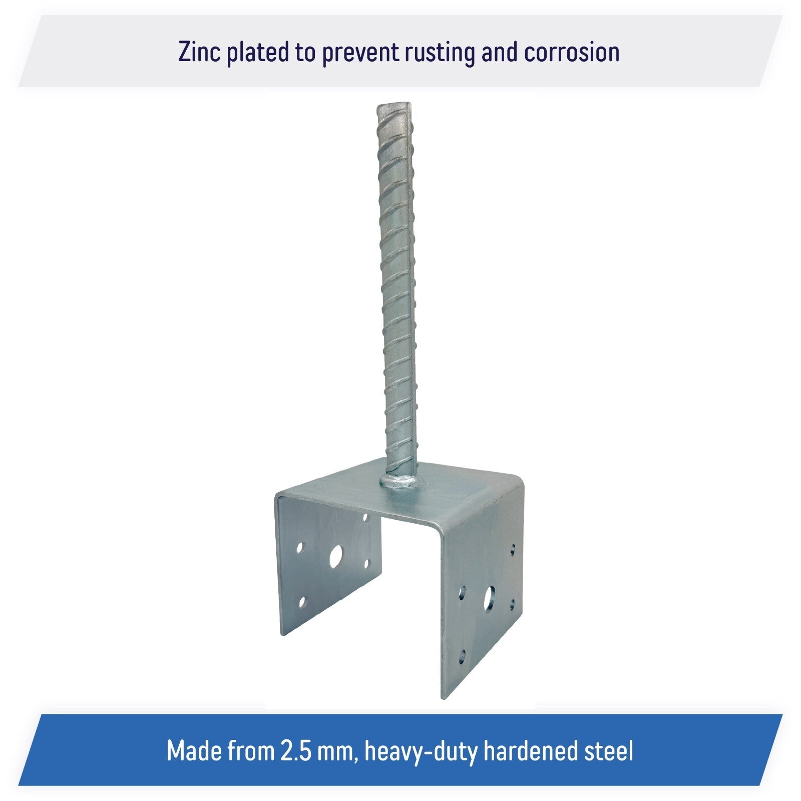 U Shaped 4x4 Deck Post Concrete Anchor Spike Fence Post Base Zinc Plated 2 Pack