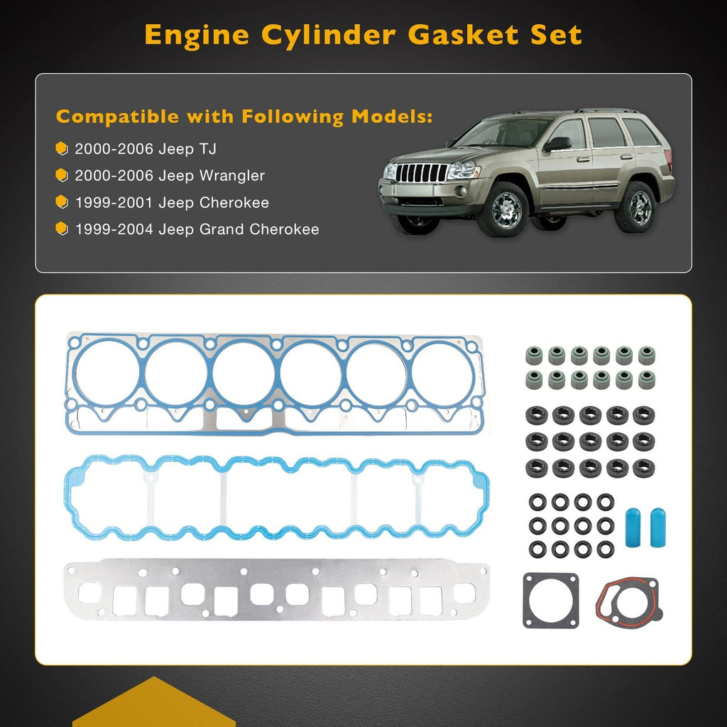 VS50458R Cylinder Head Gasket Set for Jeep Wrangler Cherokee 1999 2006 4.0L