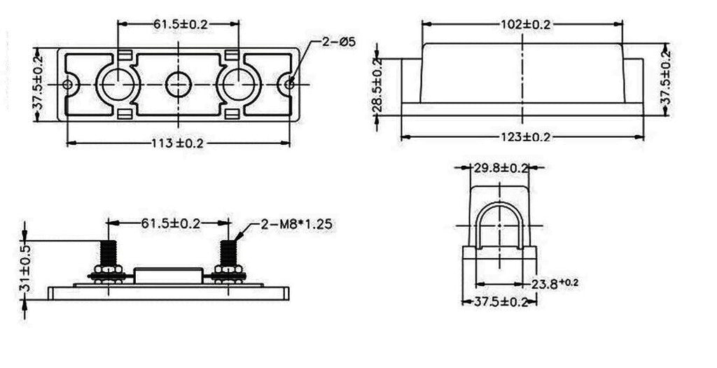 ANL Fuse Holder 30 to 600A Inline Bolt Down 0 2 4 Gauge AWG Fuses