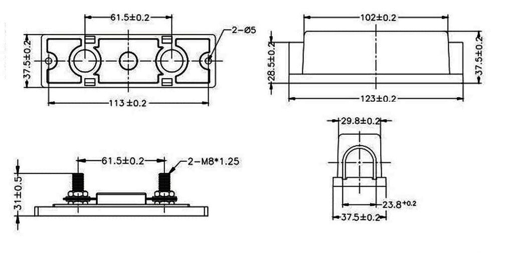 ANL Fuse Holder 30 to 600A Inline Bolt Down 0 2 4 Gauge AWG Fuses