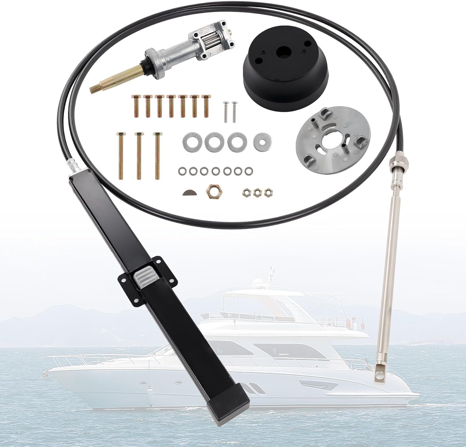 SS14113 13 FT Back Mount Steering Cable Kit for Seastar Teleflex Rack