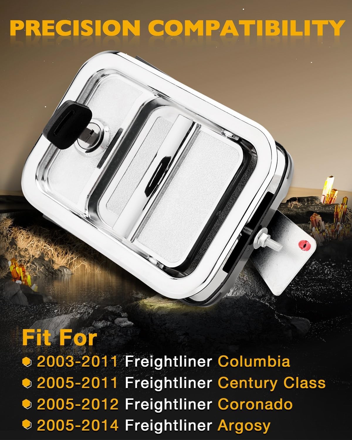 Front Exterior Door Handle w/ Lock Cylinders for Freightliner Columbia 03-14 2PK