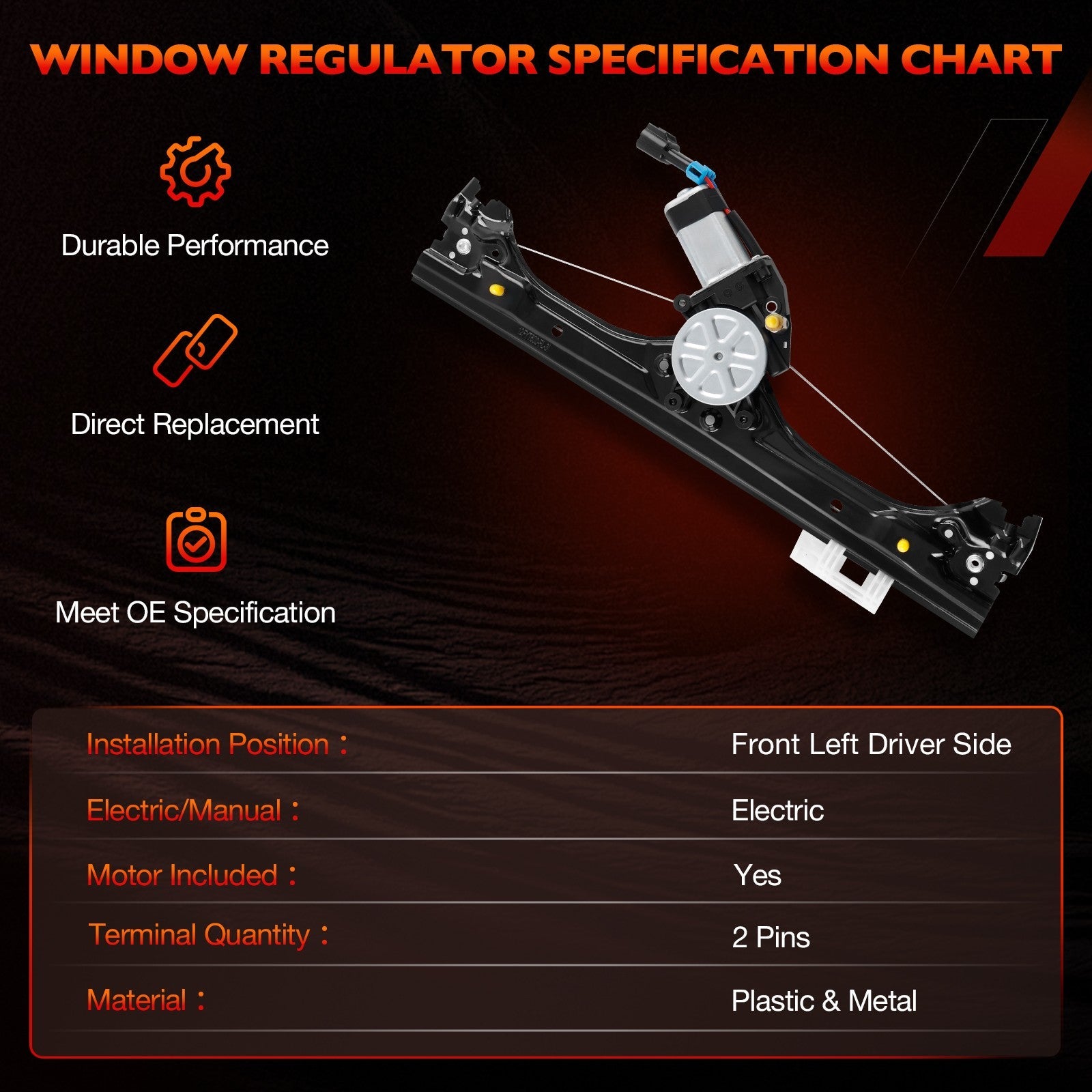 751 648 Front Left Power Window Regulator With Motor Assy For 2012 2019 Fiat 500