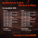 Master Power Window Mirror Control Switch For Chevy GMC C K 1500 2500 3500 Tahoe
