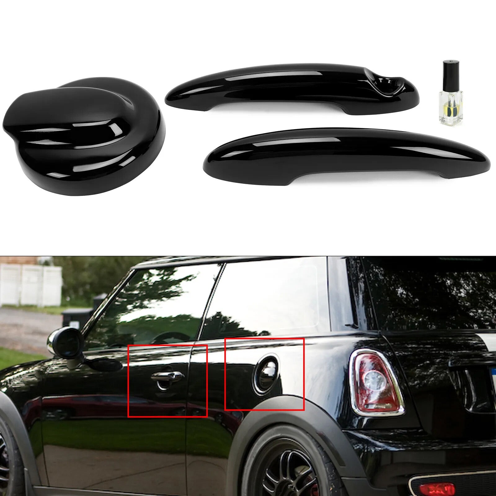 Door Handle Covers and Gas Tank Cap for Mini R55 Cooper S 2007-2014 R56 2006-2013